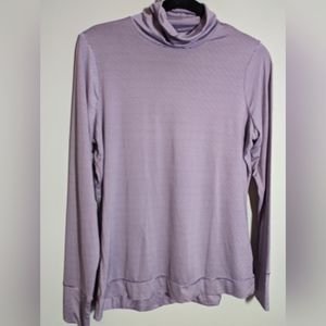 Lands' End long sleeve purple and white stripe turtleneck size medium
